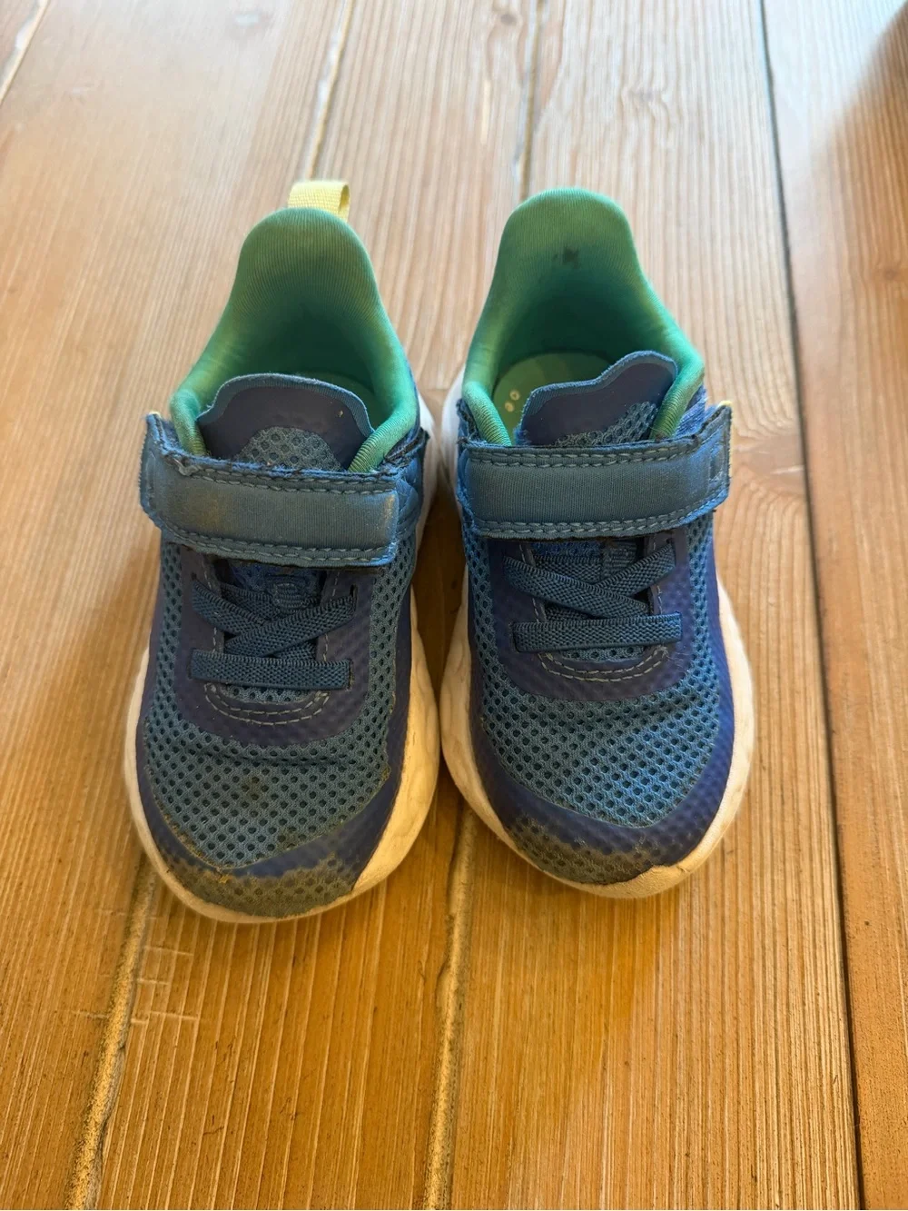 all in motion Blue and Green Kids Athletic Sneakers with Hook-and-Loop Strap